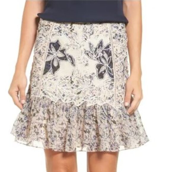 Kobi Halperin NWT Tegan Floral Fit-&-Flare Spring Skirt Navy Ivory Blush… - Picture 14 of 14